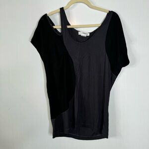 LifewithBird Assymetrical Black Short Sleeve Top Size 6